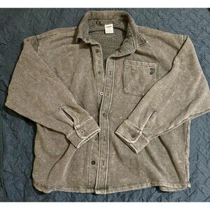 Victoria Secret Small Pink Button Up Shacket Shirt Distressed Gray Long Sleeve